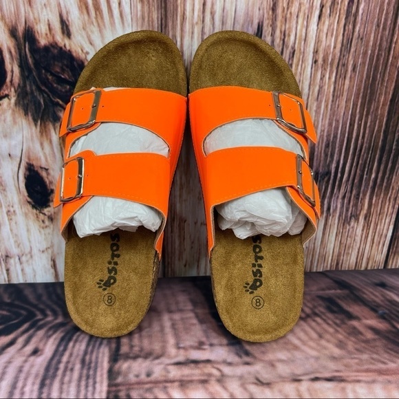 Ositos Bright Neon Orange Buckle Slide Sandals NIB Size 8 - Picture 5 of 13
